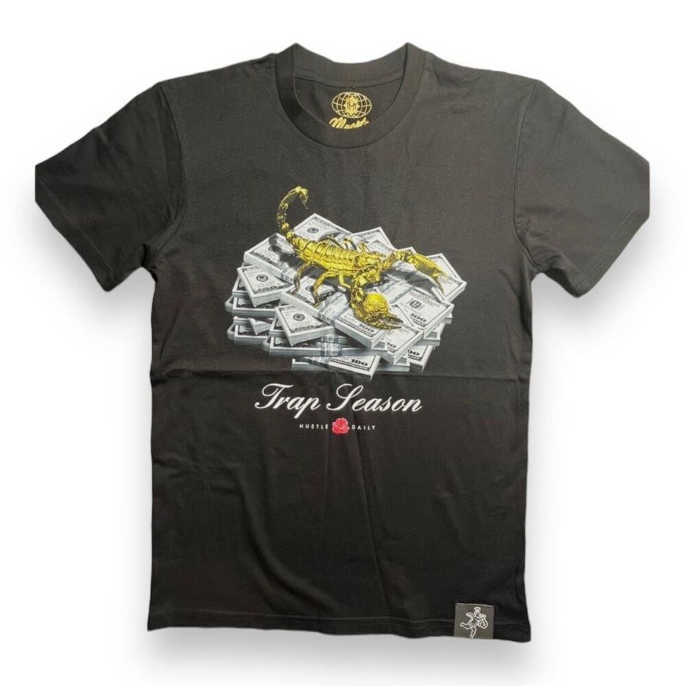 Trap Season Scorpion Stacks Urban HipHop Designer Streetwear T-shirt Men’s S NWT